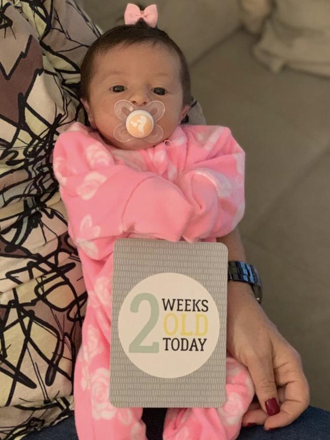 Grace two weeks after her dramatic birth in Brazil.