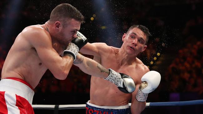 Tim Tszyu in action against Dwight Ritchie at the ICC Theatre, Sydney. Picture: Brett Costello