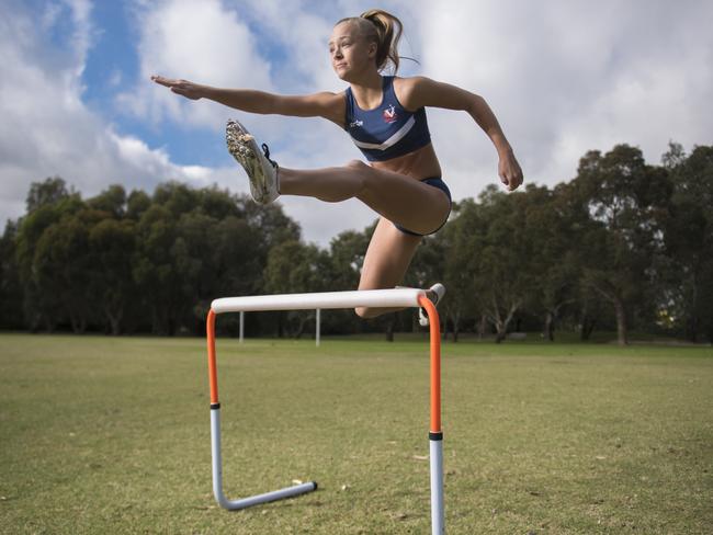 Sports Star: Jessica McKenzie from Balwyn North is excelling in both Rythmic Gymnastics and Athletics, in particular the javelin and hurdles. She is a state rep in both sports. Photo taken on the 12th of April, 2017. Picture: Christopher Chan.