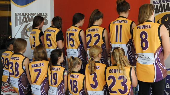 The Baulkham Hills Hawks Youth Girls at the season launch on March 19.