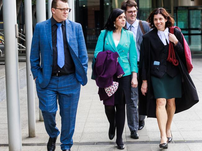 Moira Deeming leaves court with her barrister Sue Chrysanthou SC. Picture: Aaron Francis