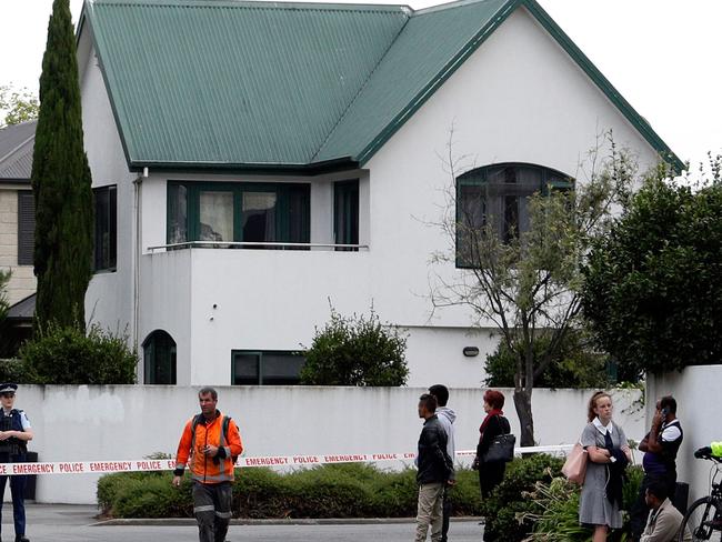 Police cordon off the area in front of the Masjid al Noor mosque. Picture: AFP