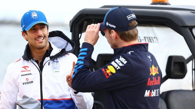 Ricciardo with his old teammate Max Verstappen. (Photo by Mark Thompson/Getty Images)