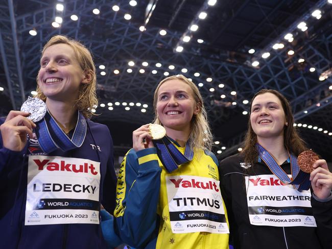 Titmus defeated rival Katie Ledecky in July last year. Picture: Getty Images