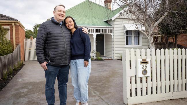 Dan Warne and partner Samara Gomez Lopez at their new Reservoir home. Picture: Mark Stewart