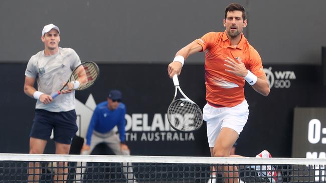 Novak Djokovic and Vasek Pospisil have crashed out of the Adelaide International doubles in the first round. Picture: Getty Images