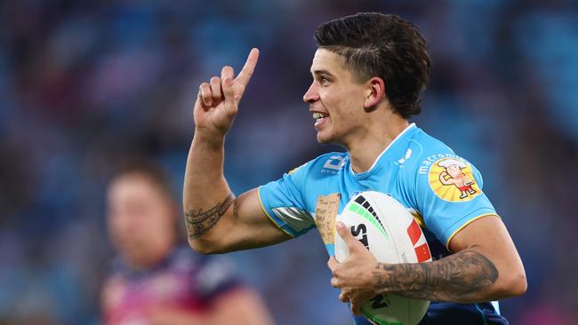 The move would also accommodate rising No.1 Jayden Campbell, who starred for the Titans in their loss to the Warriors. Picture: Getty Images.