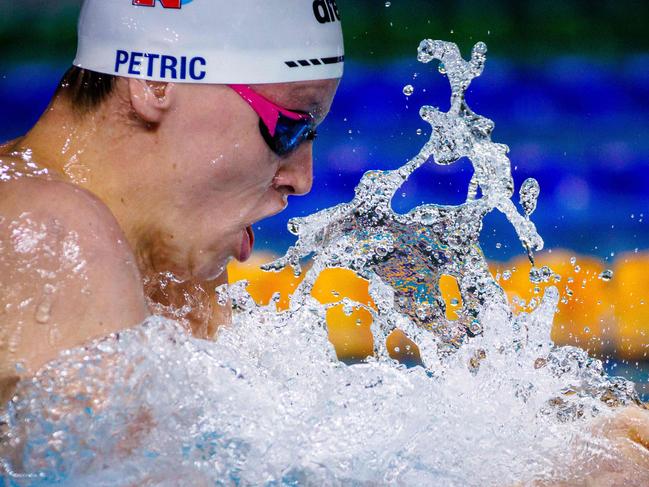 William Petric during the heats of the men's 200m individual medley. Picture: Patrick Hamilton / AFP