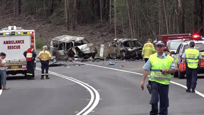 Carnage... The scene near Sussex Inlet where hree members of the Falkholt family were fatally injured. Picture: TNV