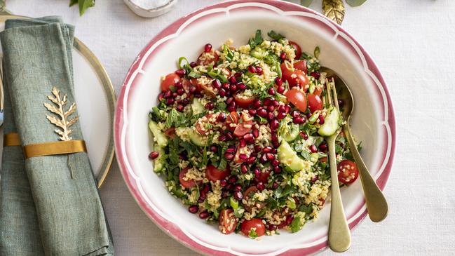 Pomegranate tabouleh. Picture: Alan Benson. Stylist: Jane Hann. Home Decor: Tina McLeish