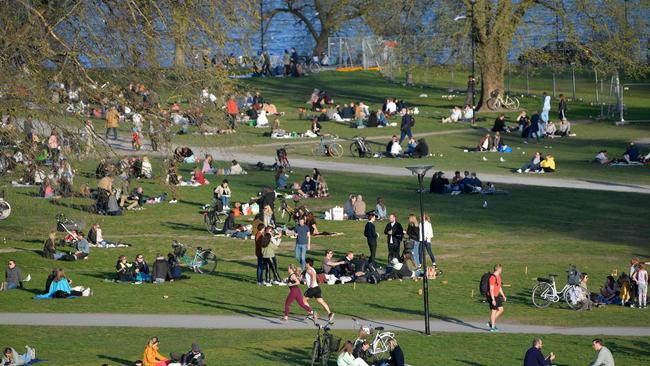 People enjoy warm weather in Stockholm. Picture: AFP