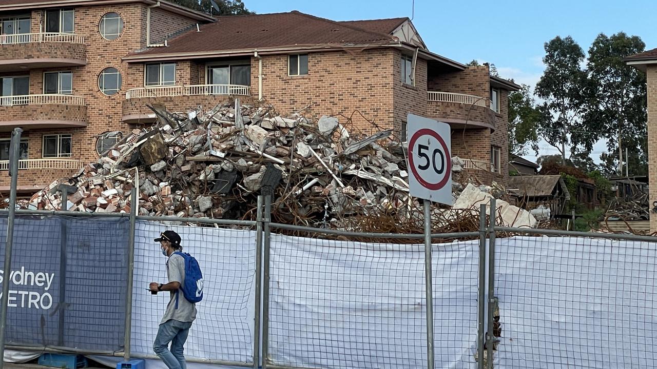 The remains of an Indian grocery shop at Hassall St, Westmead, where the Metro station will be built.