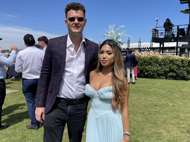 Alissa Fernandez and Ryan Kysecholz at the 2024 Oaks Day. Picture: Himangi Singh.