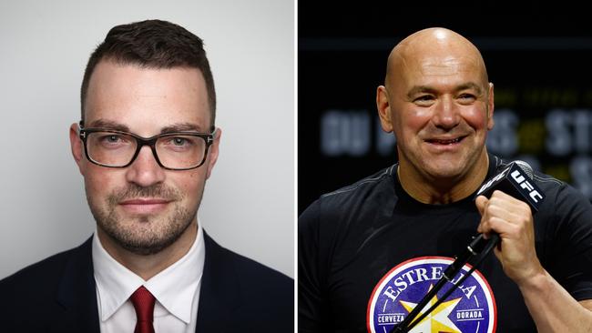 UFC President Dana White, right, called Sydney Morning Herald editor Bevan Shields, left, “the biggest wimp on planet Earth.”