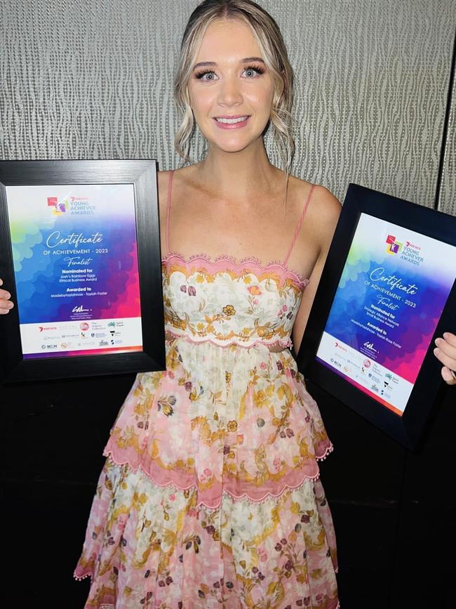 Ms Rose awarded two finalist certificates at the Awards Gala Presentation. Picture: Supplied