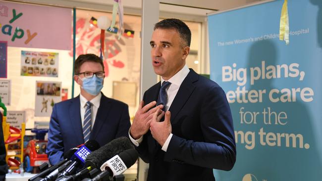 South Australian Premier Peter Malinauskas and Health Minister Chris Picton at the Women’s and Children’s Hospital. Picture: NCA NewsWire / Naomi Jellicoe