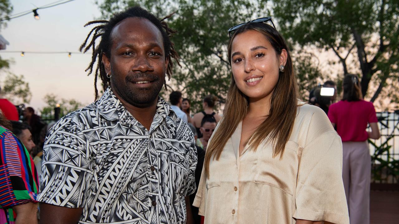 Joel Kalpram &amp; Esther G at the 2024 National Indigenous Fashion Awards (NIFA). Picture: Pema Tamang Pakhrin