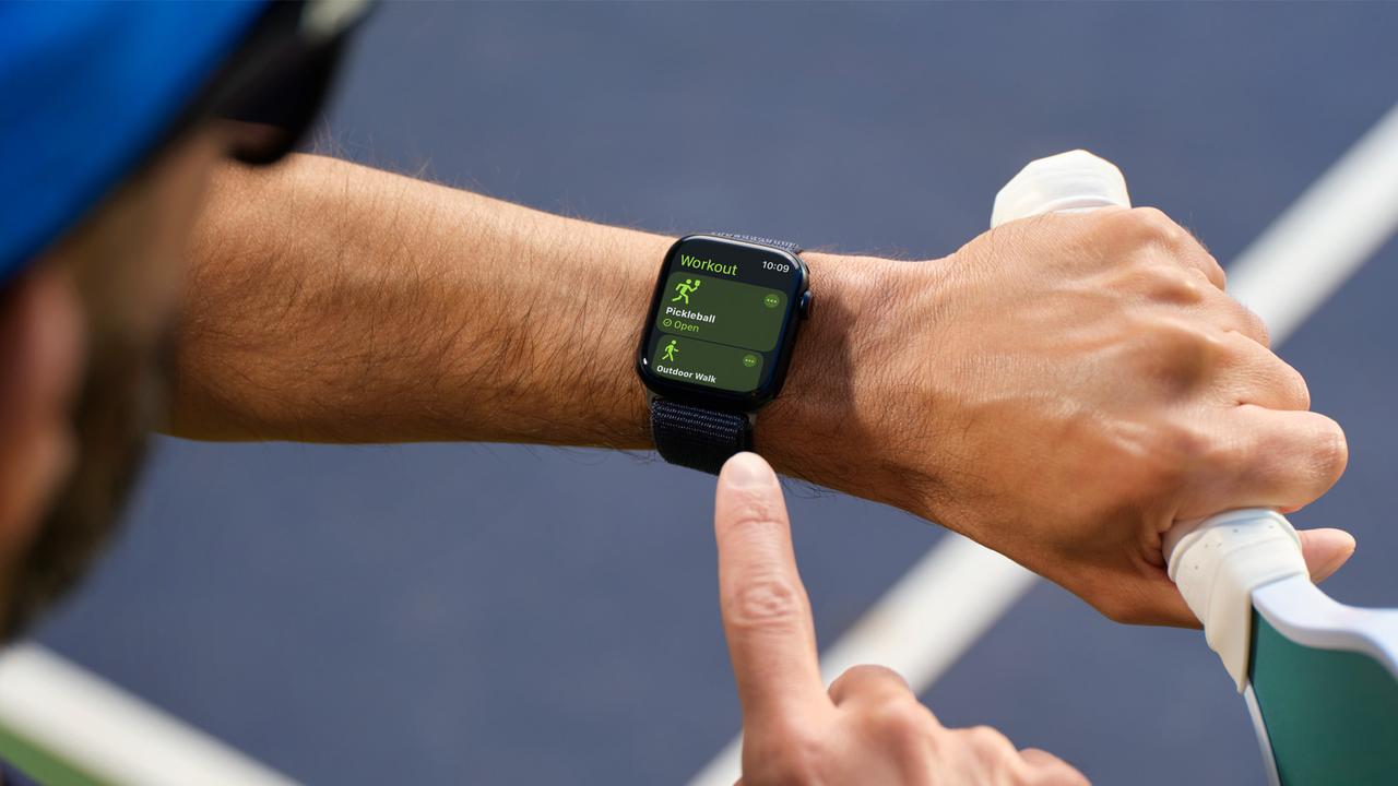 Apple Watch users can track their sessions with the Pickleball workout in the Workout app. Picture: Apple