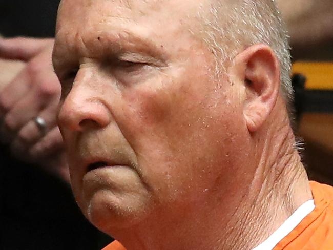 SACRAMENTO, CA - APRIL 27: Joseph James DeAngelo, the suspected "Golden State Killer", appears in court for his arraignment on April 27, 2018 in Sacramento, California. DeAngelo, a 72-year-old former police officer, is believed to be the East Area Rapist who killed at least 12 people, raped over 45 women and burglarized hundreds of homes throughout California in the 1970s and 1980s.   Justin Sullivan/Getty Images/AFP == FOR NEWSPAPERS, INTERNET, TELCOS & TELEVISION USE ONLY ==