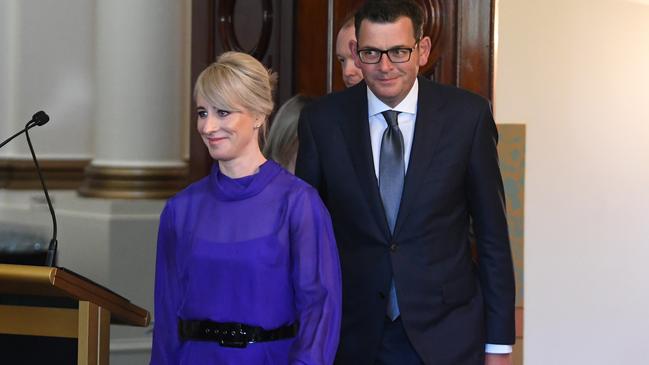 Daniel Andrews and wife Catherine in 2018. Picture: James Ross/AAP