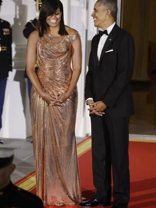 At their last State dinner in 2016. Yep, that’s the same Tux. Picture: Olivier Douliery / ZUMA Press / Splash.