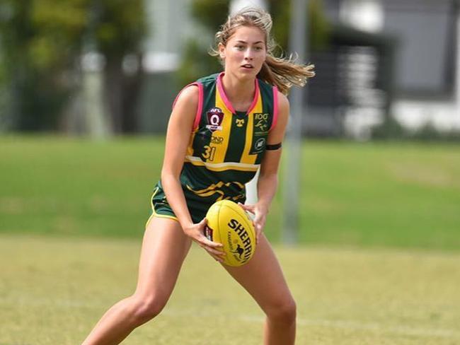 Sophie Peters in action for Maroochydore in the QAFLW. Picture: Facebook.