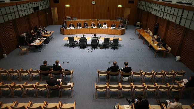 NAB chief executive Andrew Thorburn appears at a House of Representatives Standing Committee on Economics at Parliament House in Canberra in 2016. (Picture Kym Smith)