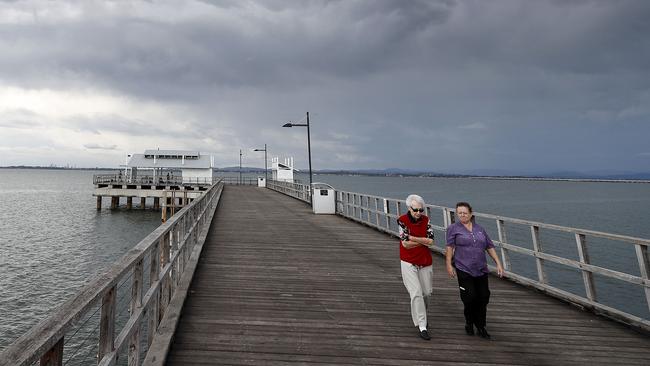 Storms pictured rolling through Brisbane seen from Woody Point, Brisbane 28th of October 2020. Picture: Josh Woning