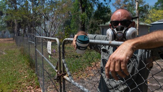 Wayne Pickering, whose property backed on to bushland which has been ravaged by fires, was prepared to stay and fight the fires if needed to save his home. Picture: Che Chorley