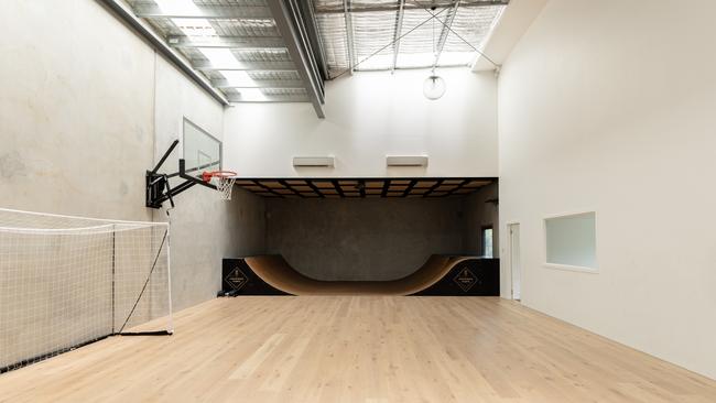 The basketball hoop and half-pipe at 8/17 Lomandra Place, Coolum Beach. Picture: Supplied