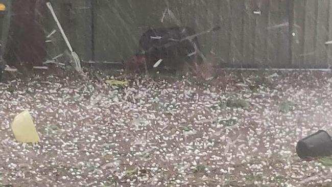 Hail stones at Boggabri near Tamworth. Picture: Facebook