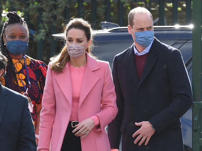 Kate Middleton and Prince William made their first public appearance since Prince Harry’s scathing interview. Picture: SFP