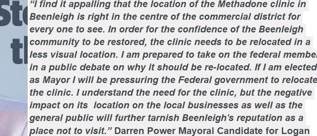 A statement by Logan mayor Darren Power