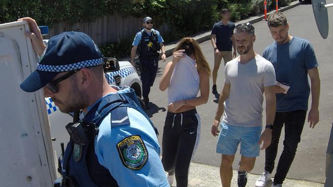 Danielle Hogan is arrested as part of an investigation into an alleged “Dial-a-Dealer” syndicate by detectives from Redfern Region Enforcement Squad. Picture: NSW Police