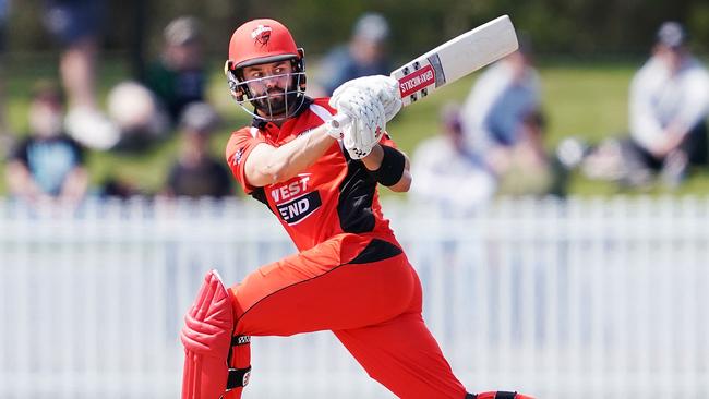 Callum Ferguson on his way to a record-breaking eighth one-day century for South Australia against Victoria. Picture: Daniel Pockett (AAP).