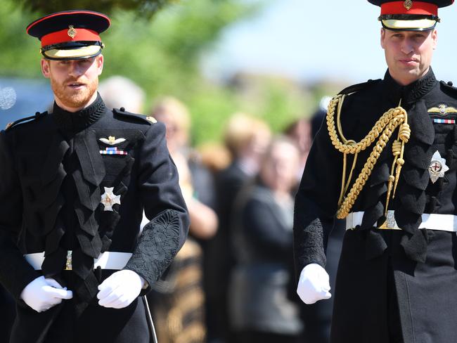 Prince Harry and his brother and best man Prince William on their way to St George’s Chapel.