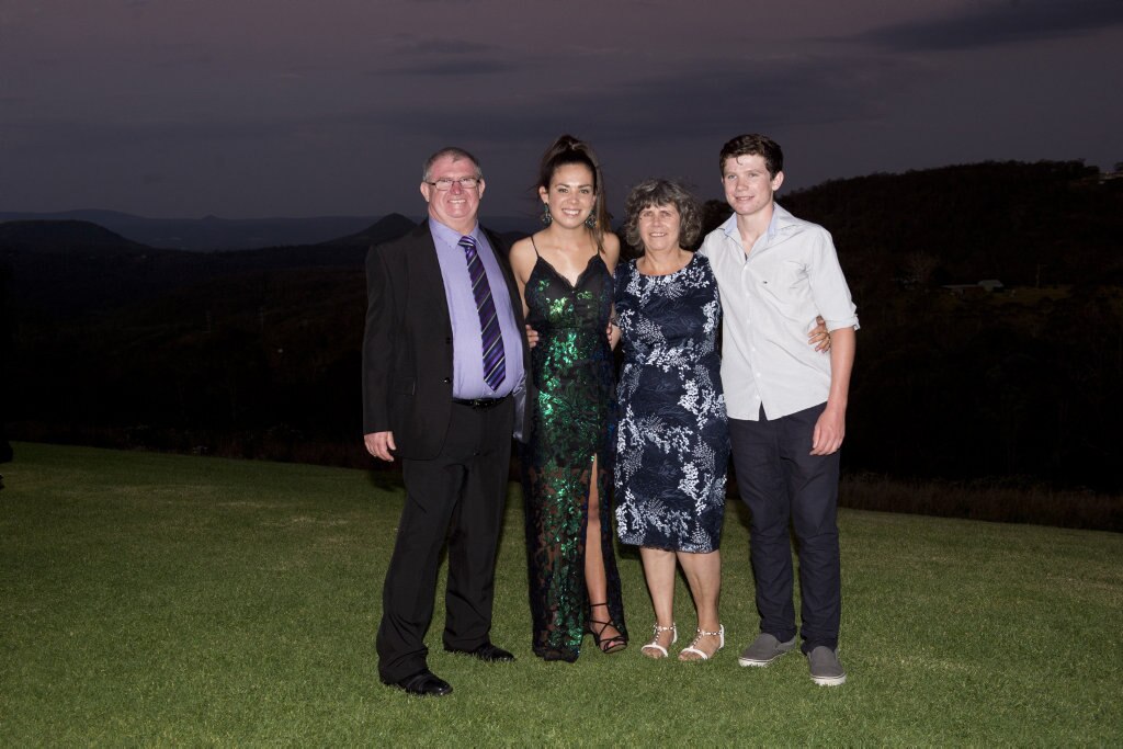 The Pickard family from Goondiwindi celebrate with their daughter and sister, Matilda Pickard. The first group of Year 12 students to graduate from TACAP's held their formal at Preston Peak Winery. November 2018. Picture: Bev Lacey