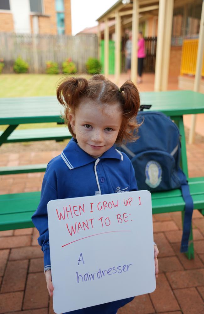 2023 prep students' first day at St Anthony's Primary School, Toowoomba. Aiylah Graveson.
