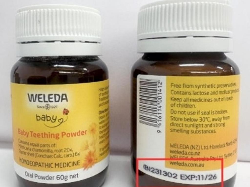 A popular baby teething powder has been recalled after fears that glass fragments could be found inside the bottles. Picture: Supplied