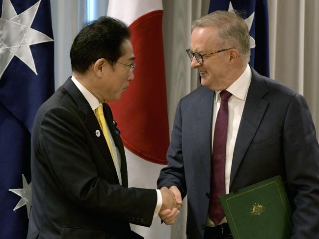 Japan's Prime Minister Fumio Kishida and Australian Prime Minister Anthony Albanese in 2022. Picture: AFP