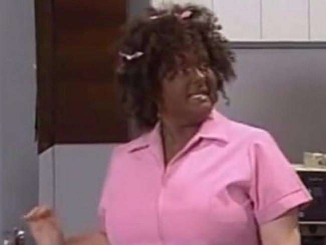 Magda Szubanski appearing in blackface in the 1990s.