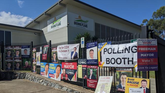 Browns Plains booth where volunteers were moved on.