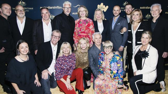 Emma Cooper, centre bottom left, at The Australians in Film Oscar Nominee event to celebrate the Australian nominees for the 2023 Academy Awards. Picture: Australians in Film / Phil Faraone