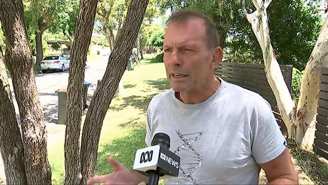 27/01/2019: Federal member for Warringah Tony Abbott emerges from his Forestville home on the day that Zali Steggall announced that she would be running for the seat in the next Federal election. PIC: ABC