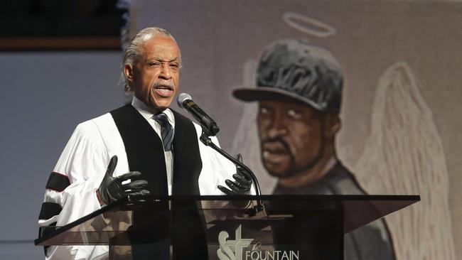 The Rev. Al Sharpton speaks during the funeral for George Floyd.