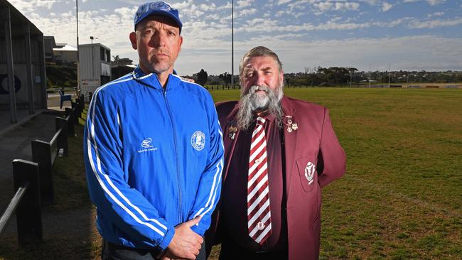 Southern Football League members Clint Howes A-grade coach and president Craig Warman. Picture: Tom Huntley