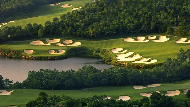 Bunkers and fairways at Missions Hills Golf Resort.