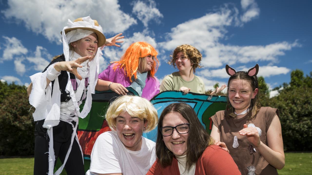 Members of the ANC pastoral care group (from left) Eve Tague, Molly Hain (front), Ella Goulding, Rachel Makings, Darci Towning-Wells and Chloe Smith with their Scooby-doo float as St Ursula's College students dressed up for their boat race during St Ursula's Week, Wednesday, October 20, 2021. Picture: Kevin Farmer