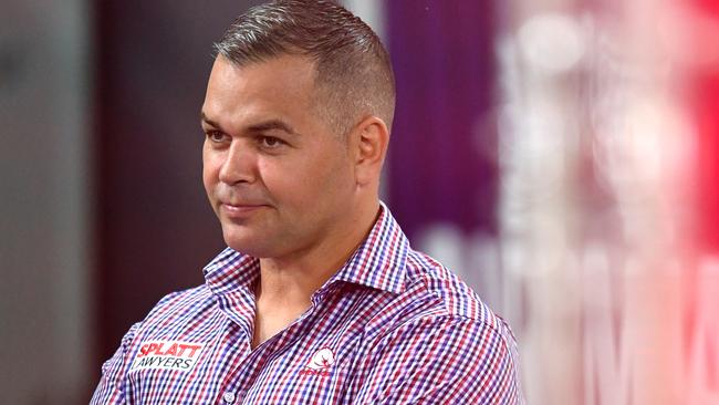 Broncos coach Anthony Seibold. Was his “new age” style the catalyst for changes to the way Kevin Walters is preparing the Maroons? Picture: Darren England/AAP.