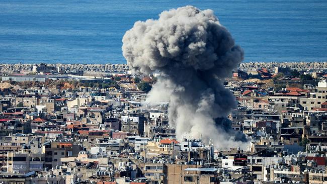 Smoke rises from the site of an Israeli airstrike that targeted Beirut’s southern suburbs on November 26. Picture: AFP